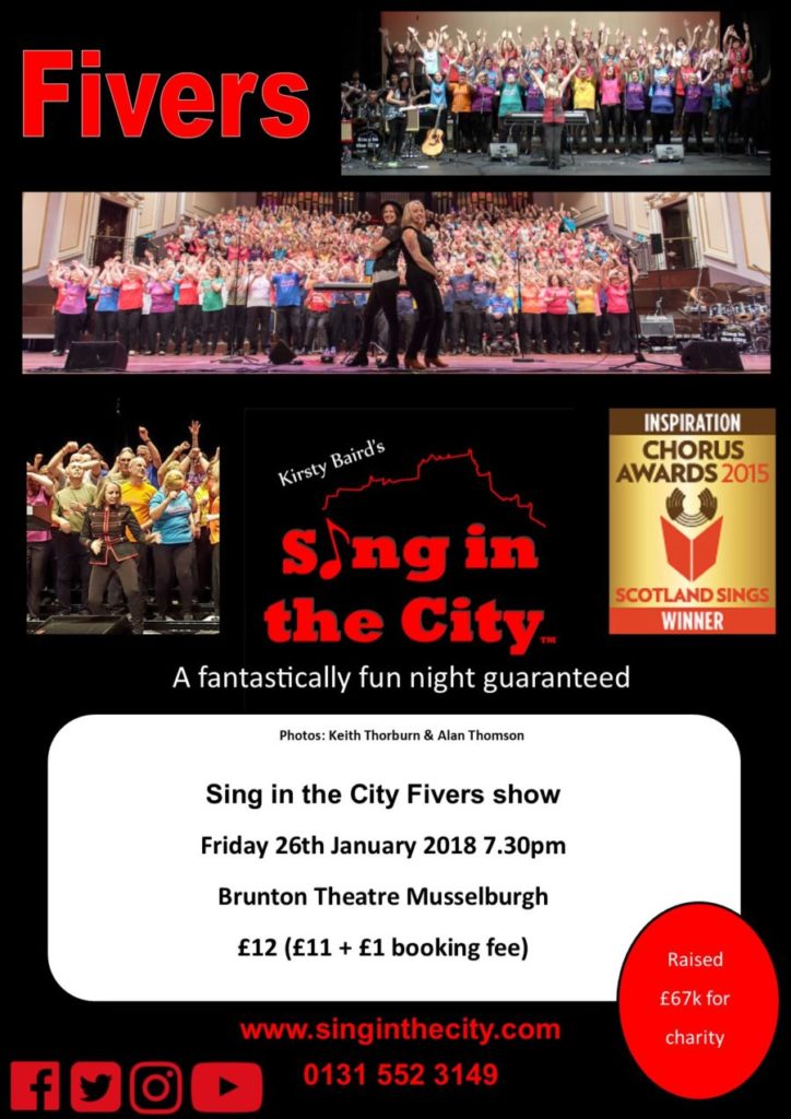 Poster for Sing in the City Fivers @ Brunton Theatre