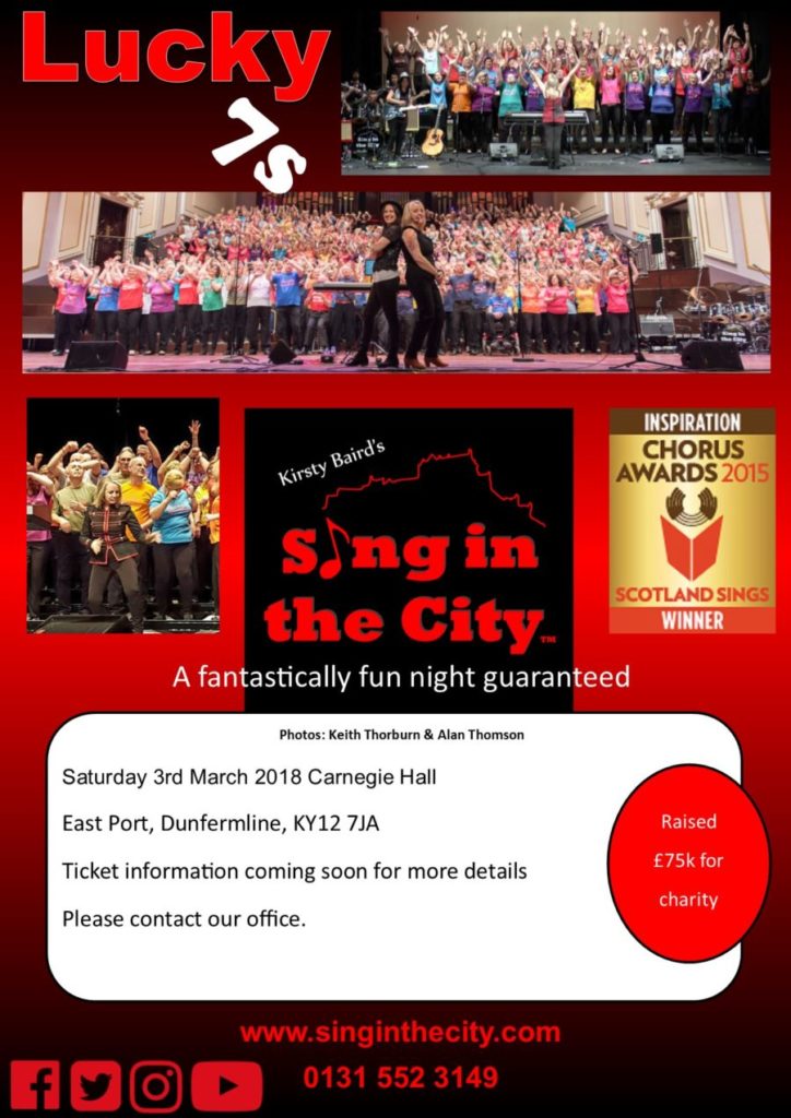 Poster for Sing in the City Lucky 7s @ Carnegie Hall Dunfermline