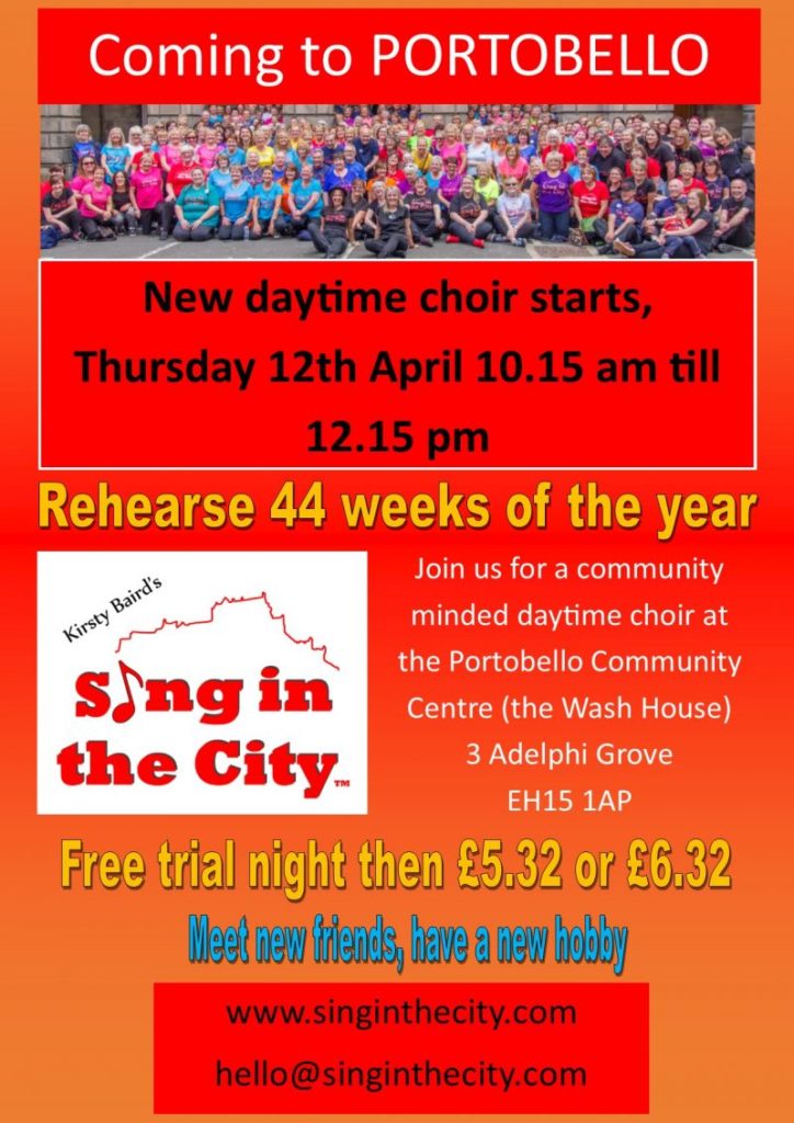 Poster for Portobello daytime singing for fun choir