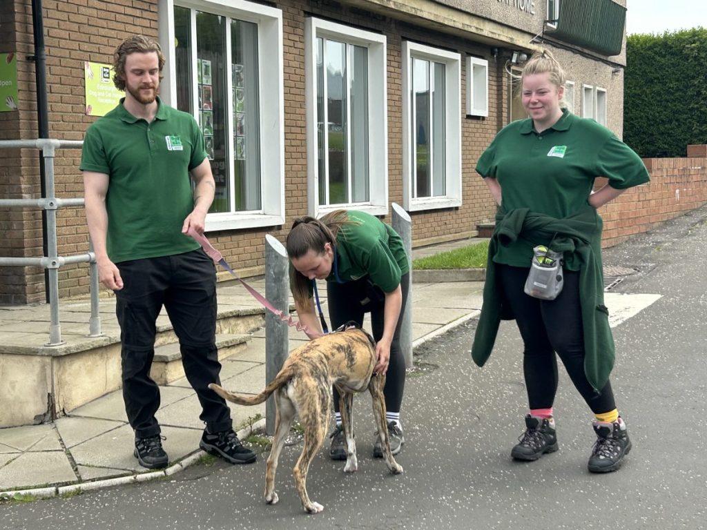 Edinburgh Cat and Dog home staff with Monica